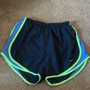 Nike Black and Neon Green Running Shorts